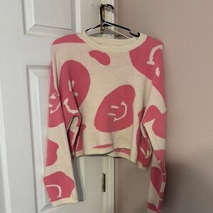 Moon & Madison Pink and Cream Crew Neck Sweater